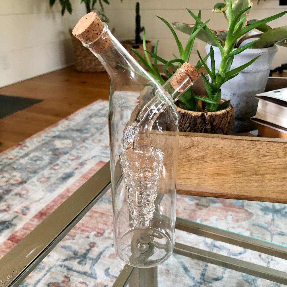 Vintage Italian Blown Glass Wine Decanter Grape Cooling Compartment Barware